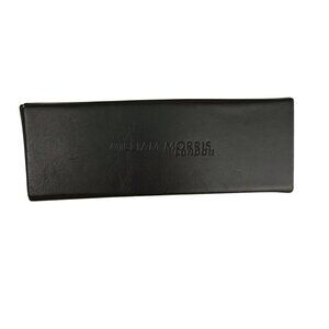 William Morris London Black Leather Eyeglass Case With Purple Velvet Interior